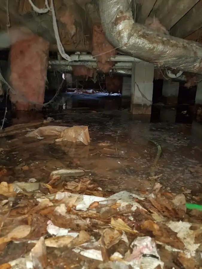 Crawl space flood assessment for Commercial Water Damage Restoration in Pomfret